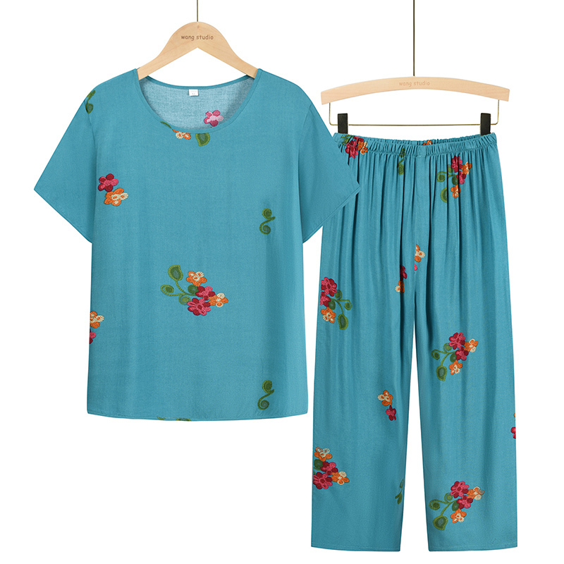 Seniors Short Sleeve Set (XL-4XL Sky Blue) [Please contact customer service to confirm the shipping size after placing an order]