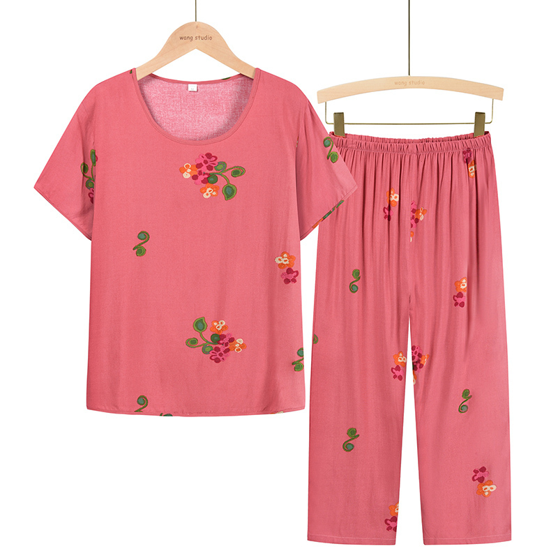 Seniors short sleeve suit (XL-4XL leather pink) [After placing an order, please contact customer service to confirm the shipping size]