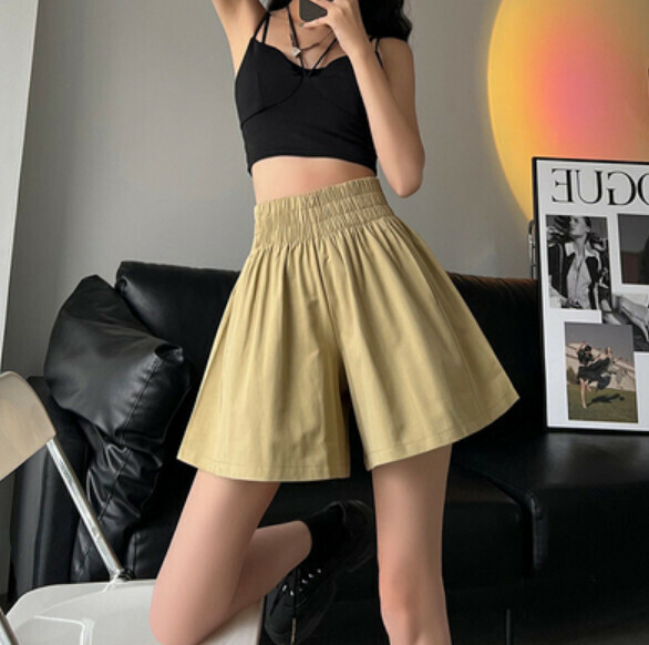 Summer thin high-waisted wide-leg pants (khaki) [Size: S-2XL] [Contact customer service to confirm the shipping size after placing an order]