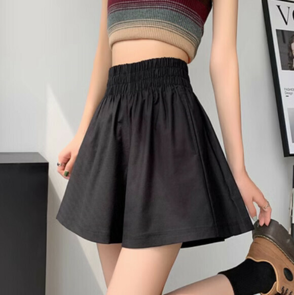 Summer thin high-waisted wide-leg pants (black) [Size: S-2XL] [Contact customer service to confirm the shipping size after placing an order]