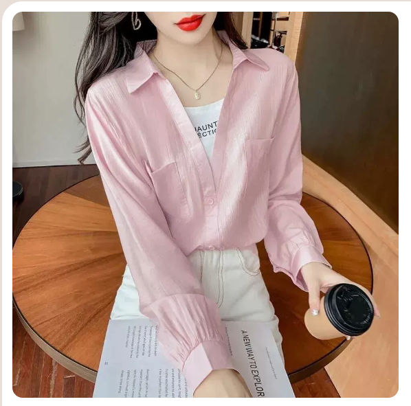 Fake two long-sleeved shirts (pink size: S-3XL) (please contact customer service to confirm the shipping size after placing an order)
