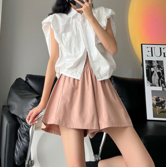 Summer thin high-waisted wide-leg pants (pink) [Size: S-2XL] [Contact customer service to confirm the shipping size after placing an order]