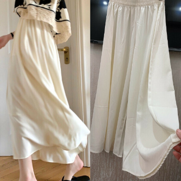 High-end slim chiffon wide-leg culottes [apricot] [S-L size] [Contact customer service to confirm size after placing an order]