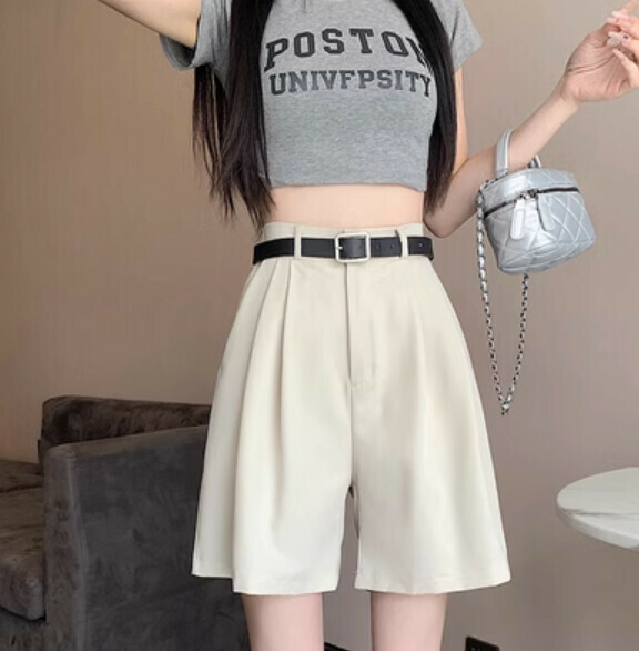 Summer thin high-waisted wide-leg pants (apricot) [one size]