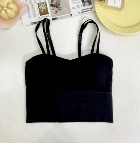Wear a short vest with chest pad (black) in summer [Size: S-L] [Contact customer service to confirm the shipping size after placing an order]