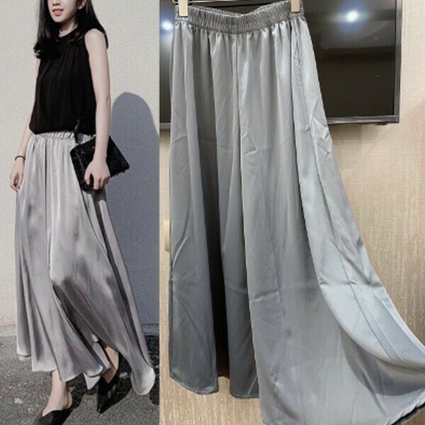 High-end slimming chiffon wide-leg culottes [Premium Gray] [S-L size] [Contact customer service to confirm size after placing an order]