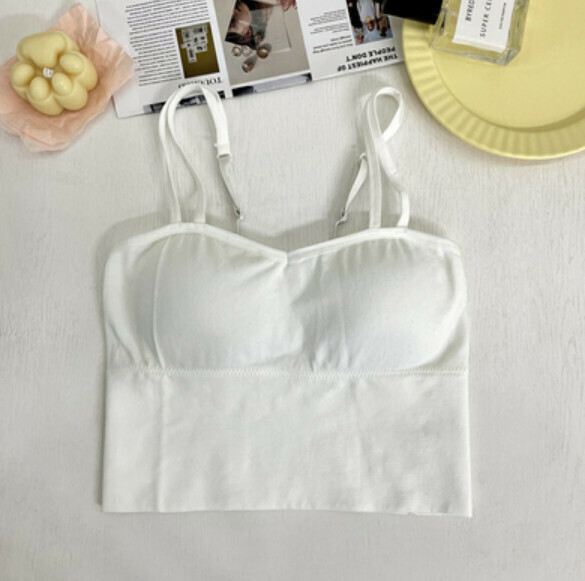 In summer, wear a short vest with chest pad (white) [Size: S-L] [Contact customer service to confirm the shipping size after placing an order]