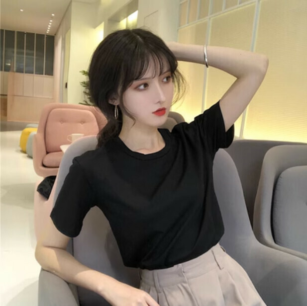 Cotton short sleeves (black top, 180 grams, S-L, contact customer service to confirm the shipping size after placing an order) #F337001053