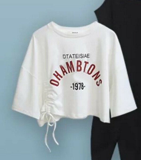 Fashionable and versatile letter short sleeve # single piece (white) (M-4XL size) (contact customer service to confirm size after placing an order) #F105034146