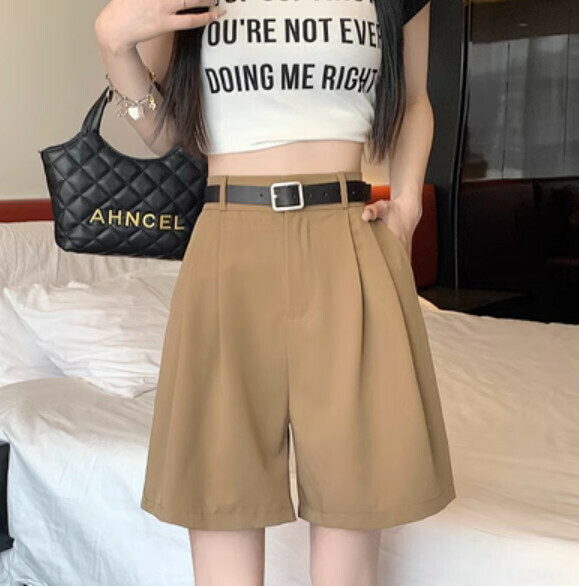 Summer Thin High-Rise Wide-Leg Pants (Khaki) [One Size]