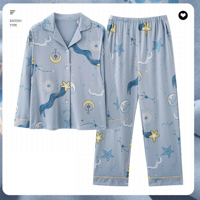 Cotton long-sleeved pajama set [M-3XL AM-34553] [Contact customer service to confirm shipping size after placing an order] #F284003083