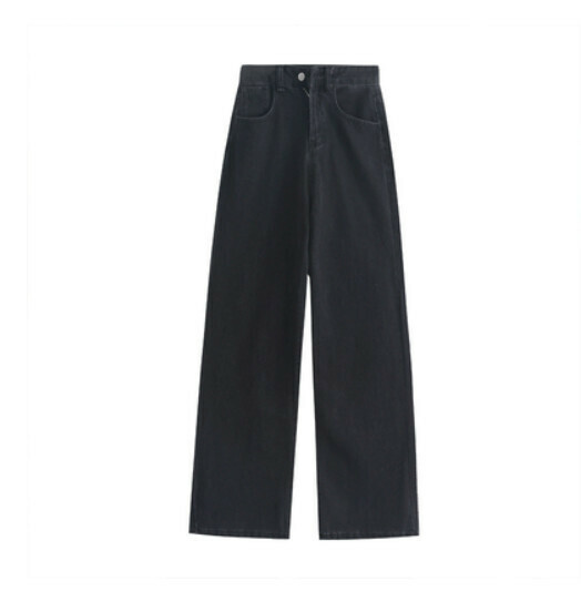 Straight-leg jeans women's high-waisted loose mopping thin and narrow wide-leg pants Spring and Autumn (smoky gray) [Size: S-XL] [Contact customer service to confirm the shipping size after placing an order]