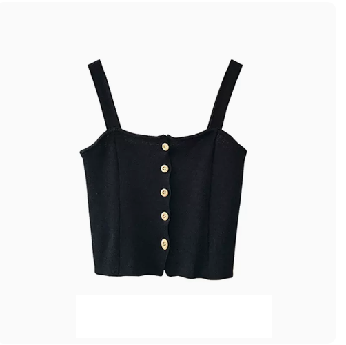 Cropped Camisole Top (02#Black) (One Size)