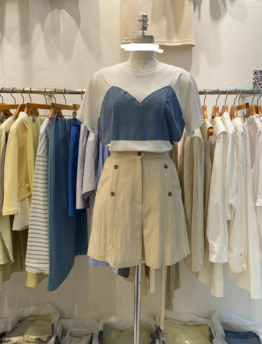 拼牛仔款上衣(13889)