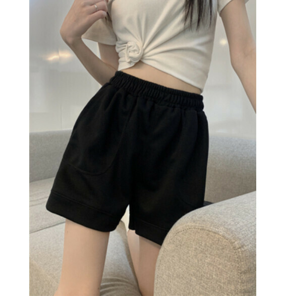 Summer Slim Wide-leg Pants (Black) [One Size]
