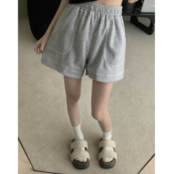Summer Slim Wide-leg Pants (Gray) [One Size]