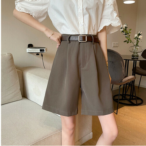 Hot selling suit shorts + belt [coffee color] [S-XL size] (please contact customer service to confirm the delivery size after placing the order)