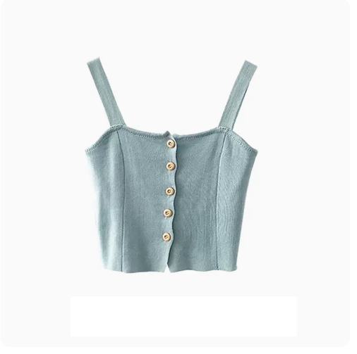 Cropped Camisole Top (02# Blue) (One Size)