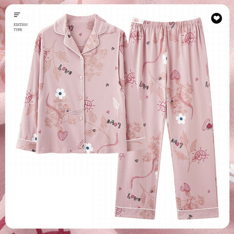 Cotton long-sleeved pajama set [M-3XL AM-34554] [Contact customer service to confirm shipping size after placing an order] #F284003084