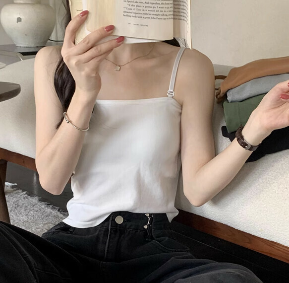 Summer Cropped Slim Fit Vest with Chest Padding (White) [One Size]