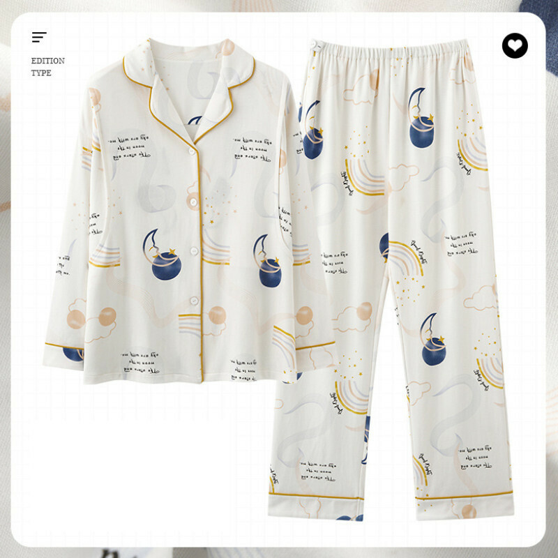 Cotton long-sleeved pajama set [M-3XL AM-34615] [Contact customer service to confirm shipping size after placing an order] #F284003085