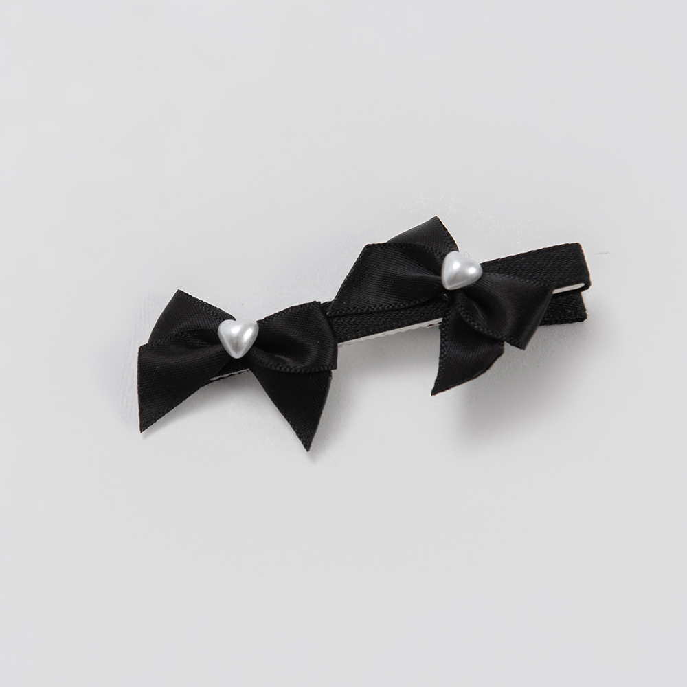 Love Pearl Ribbon Hair Clip (2 colors)【07090376】in stock+pre-order