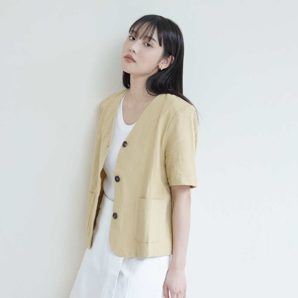 簡約V領小西裝外套