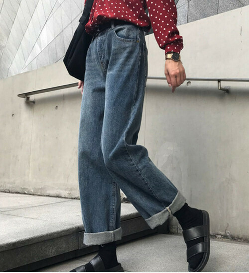 Hot selling straight jeans [blue] [M-XL size] (please contact customer service to confirm the delivery size after placing the order)