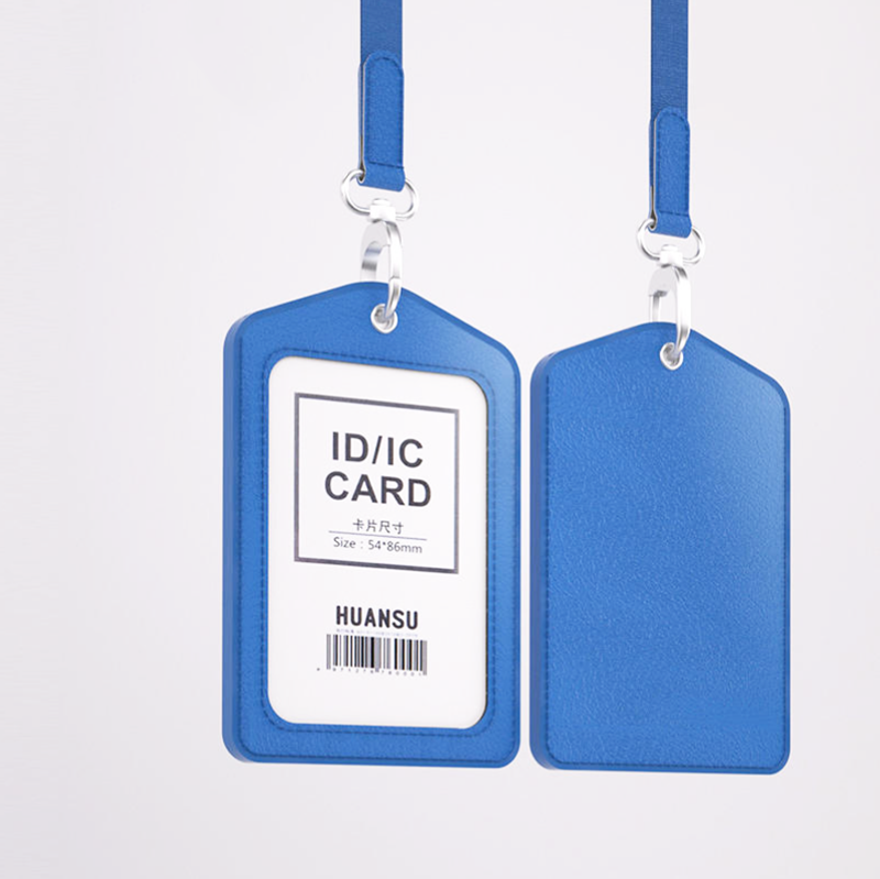 真皮直式款工作證卡套連掛繩  AD5225