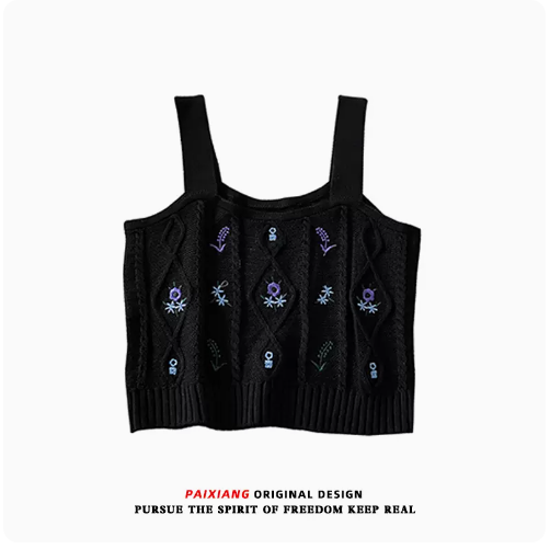 Cropped Camisole Top (07# Black) (One Size)