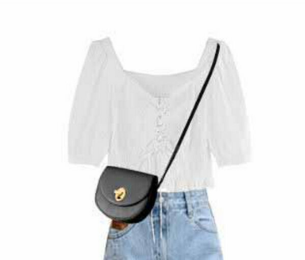 Waist slim girl's short top (white) (M-4XL) (contact customer service to confirm size after placing an order) #F105034150