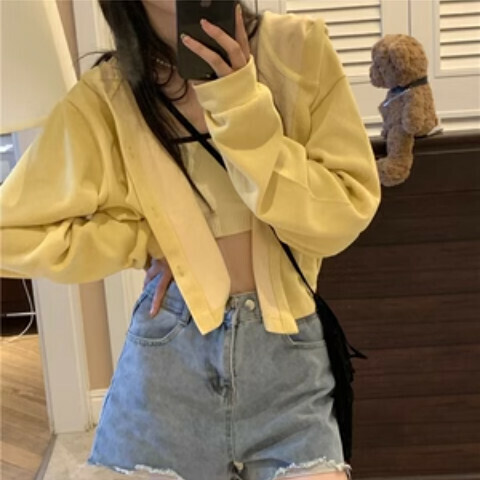 熱賣寬鬆連帽女衛衣（鵝黃色均碼）#