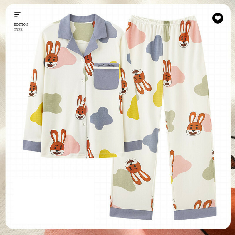 Cotton long-sleeved pajama set【M-XXXL AM-34727】【Contact customer service to confirm shipping size after placing an order】