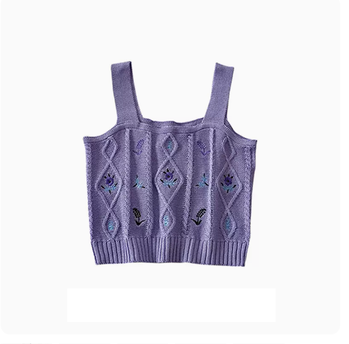 Cropped Camisole Top (07#Purple) (One Size)