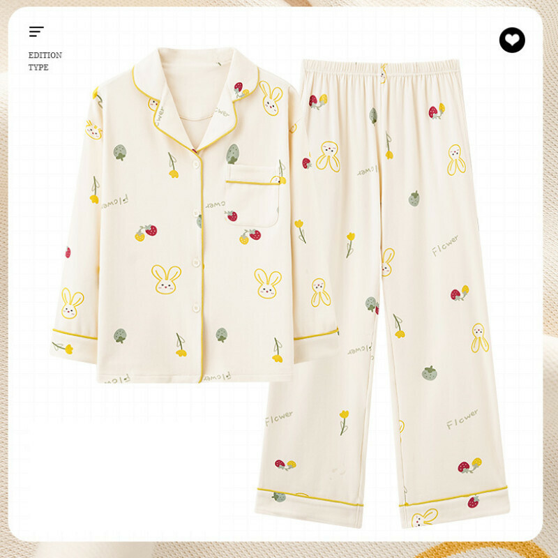Cotton long-sleeved pajama set【M-XXXL AM-34726】【Contact customer service to confirm the shipping size after placing an order】