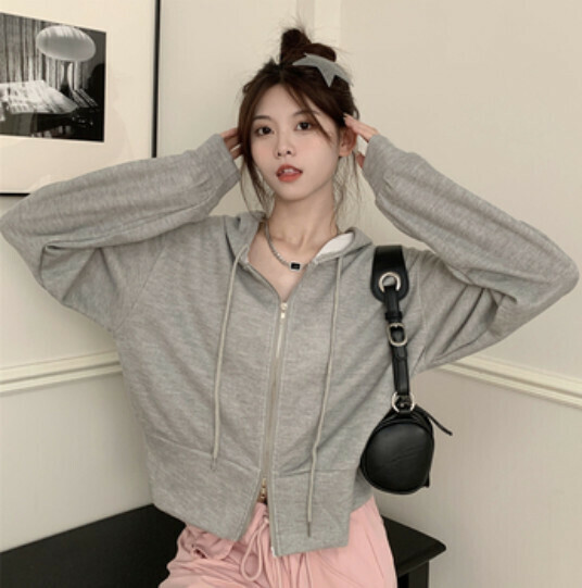 熱賣韓版連帽女衛衣（灰色均碼）#