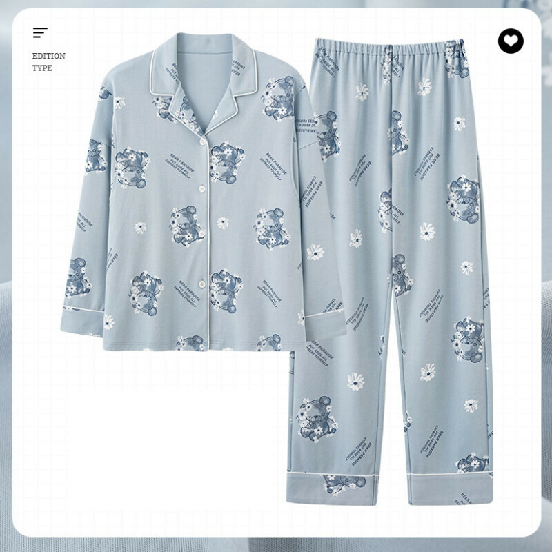 Cotton long-sleeved pajama set [M-3XL AM-34405] [Contact customer service to confirm shipping size after placing an order] #F284003088