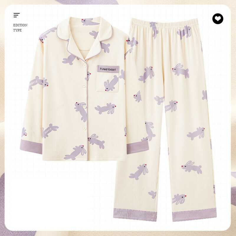 Cotton long-sleeved pajama set【M-XXXL AM-34725】【Contact customer service to confirm the shipping size after placing an order】