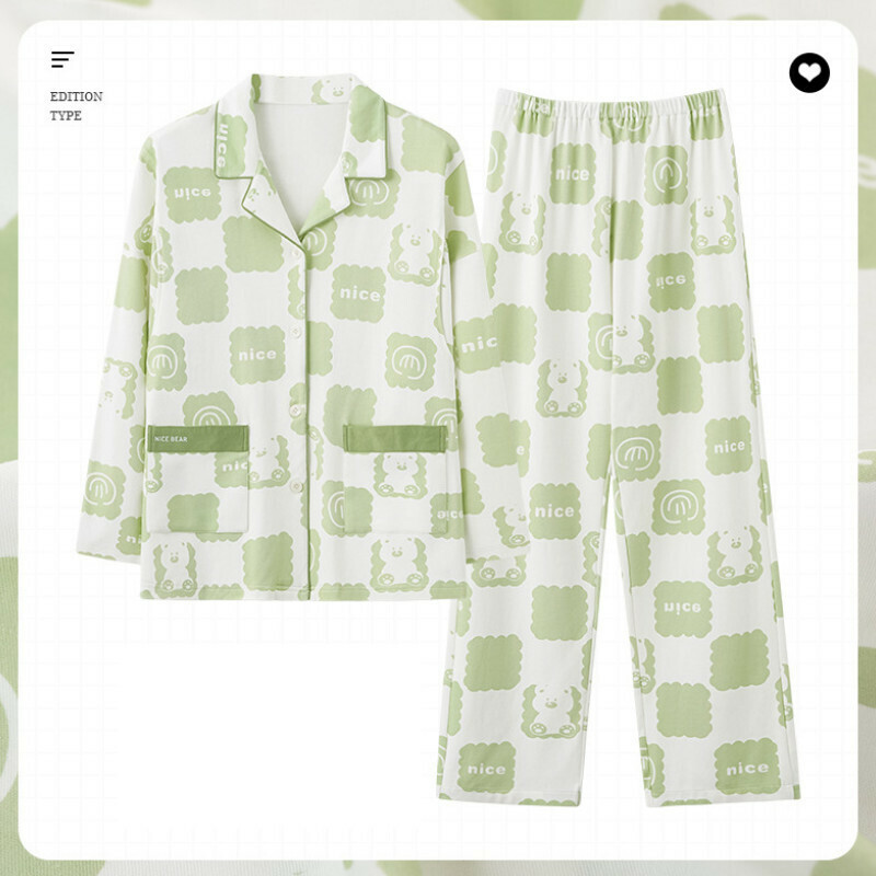 Cotton long-sleeved pajama set [M-3XL AM-34451] [Contact customer service to confirm shipping size after placing an order] #F284003089