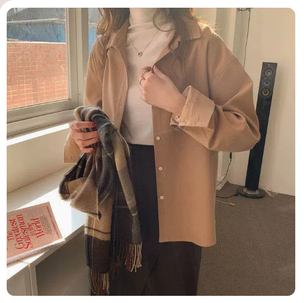 Lapel Single Breasted Loose Corduroy Shirt (Khaki Size: S-3XL) (Please contact customer service to confirm the shipping size after placing an order)