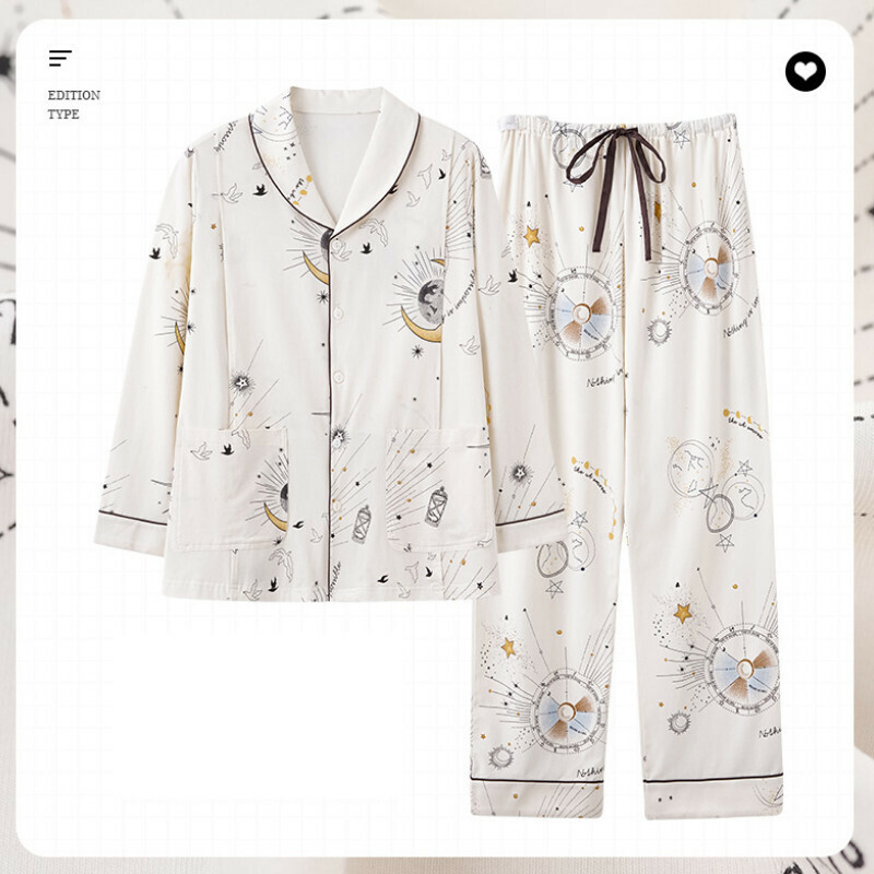 Cotton long-sleeved pajama set [M-3XL AM-77297] [Contact customer service to confirm shipping size after placing an order] #F284003091