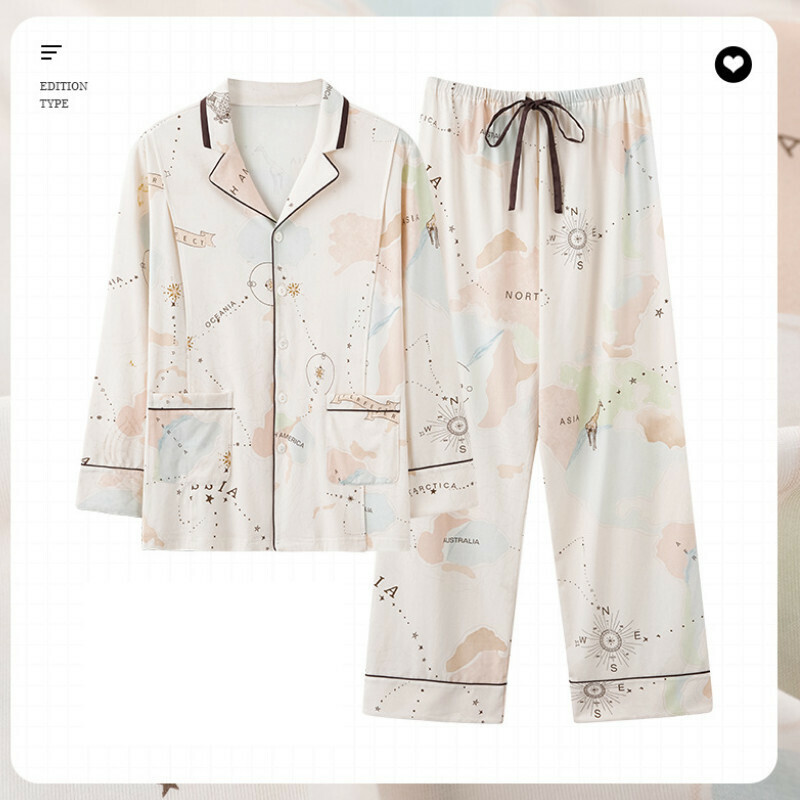 Cotton long-sleeved pajama set [M-3XL AM-77298] [Contact customer service to confirm shipping size after placing an order] #F284003092