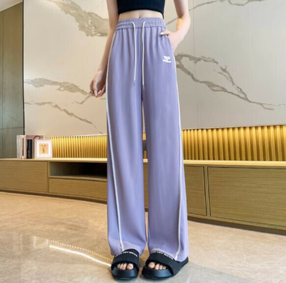 Summer thin ice silk wide-leg pants (purple) [Size: S-2XL] [Contact customer service to confirm the shipping size after placing an order]
