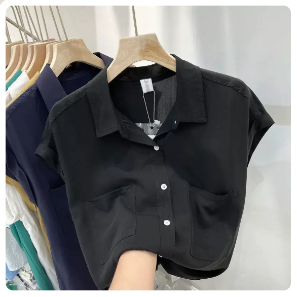 新款短袖襯衫(黑色 尺碼:S-3XL)(下單後請聯絡客服確認發貨尺碼)