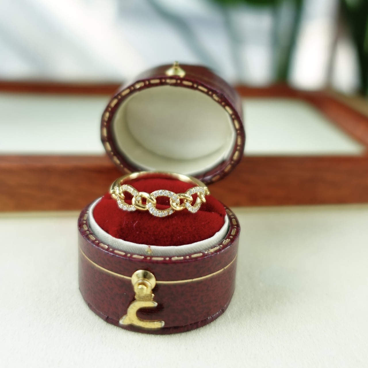 18K金鏈條造型鑽石戒指