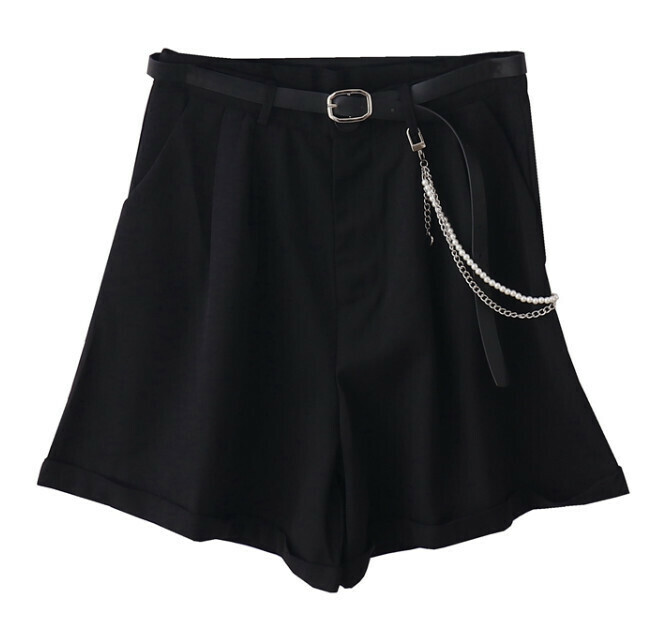 熱賣珍珠鏈條休閒短褲【黑色】【S碼-L碼】（下單後請聯絡客服確認發貨尺碼）
