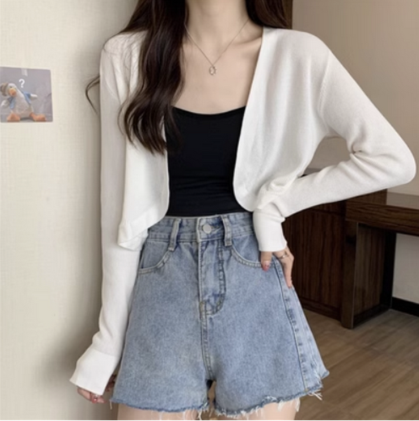 Jacket Ice Silk Thin Knitted Sunscreen Cardigan (White Size: S-L (Contact Customer Service to confirm the shipping size after placing an order)) #F134020236