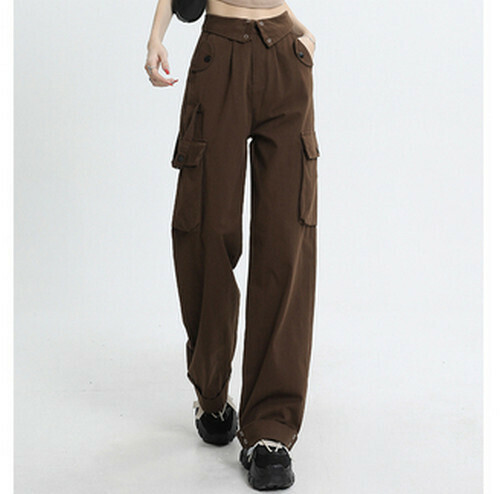 Hot selling high-waisted overalls [brown trousers] [XS-XL sizes] (please contact customer service to confirm the delivery size after placing the order)