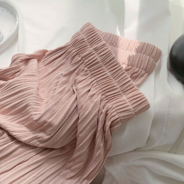 Thin cupra casual loose pleated straight-leg wide-leg pants [pink] [M-L size] [contact customer service to confirm size after placing an order] #F078030084