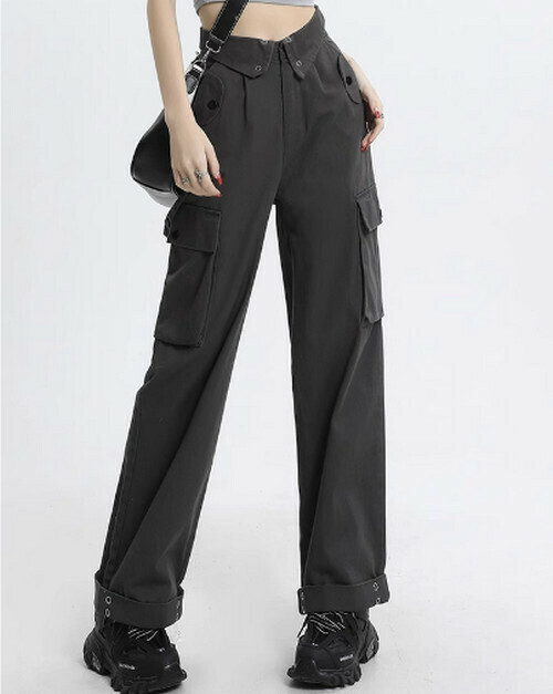 Hot selling high-waist overalls [dark gray trousers] [XS-XL sizes] (please contact customer service to confirm the delivery size after placing the order)